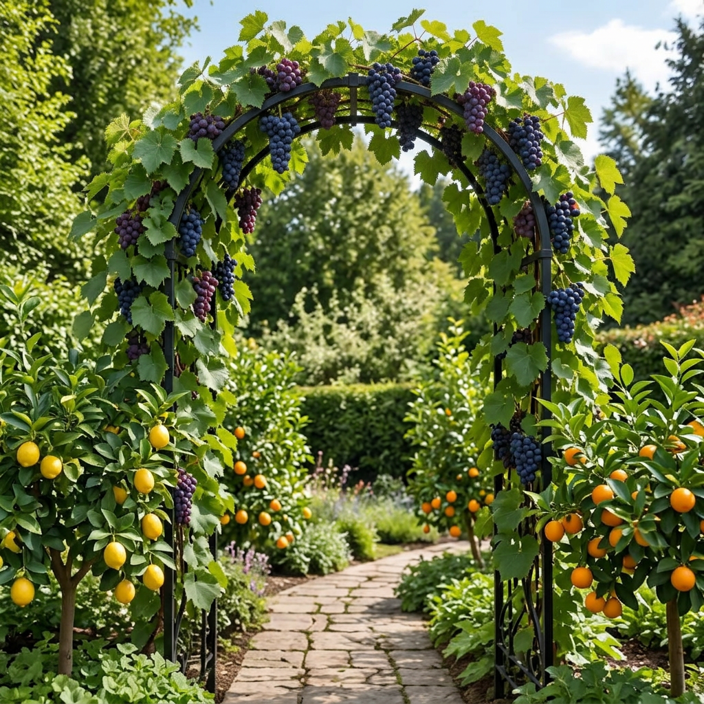 Made-to-order garden arches example in a garden