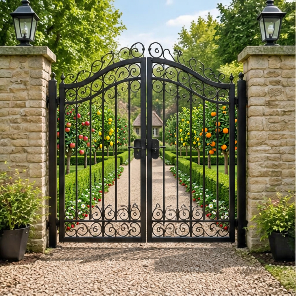 Made-to-order gates & more example in a garden