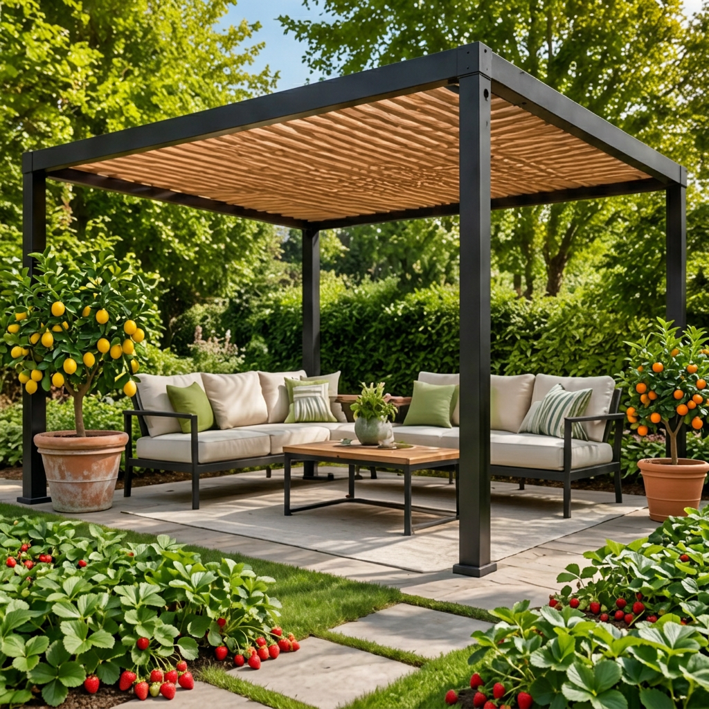 Made-to-order outdoor structures example in a garden