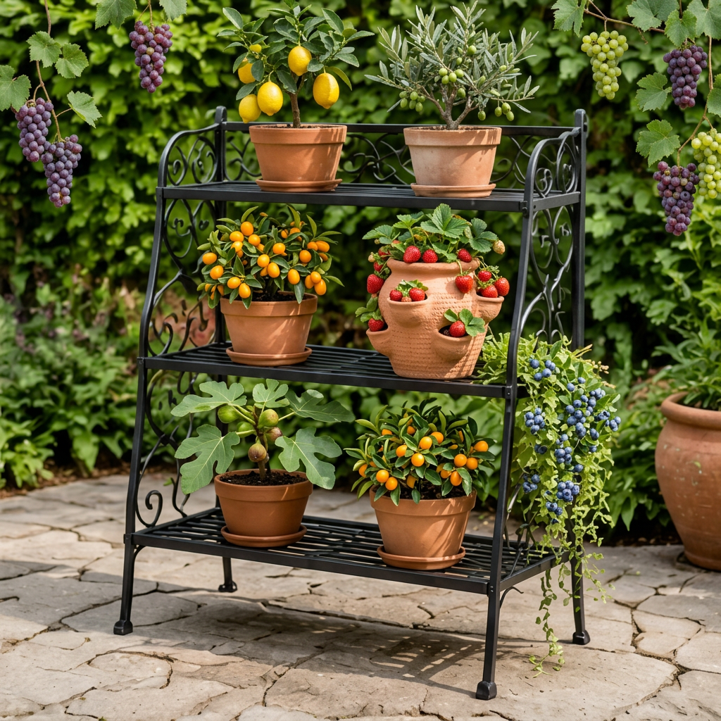 Made-to-order plant stands example in a garden